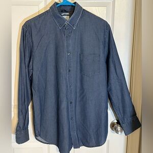 Men’s Casual Indigo Button Down long-sleeve Shirt